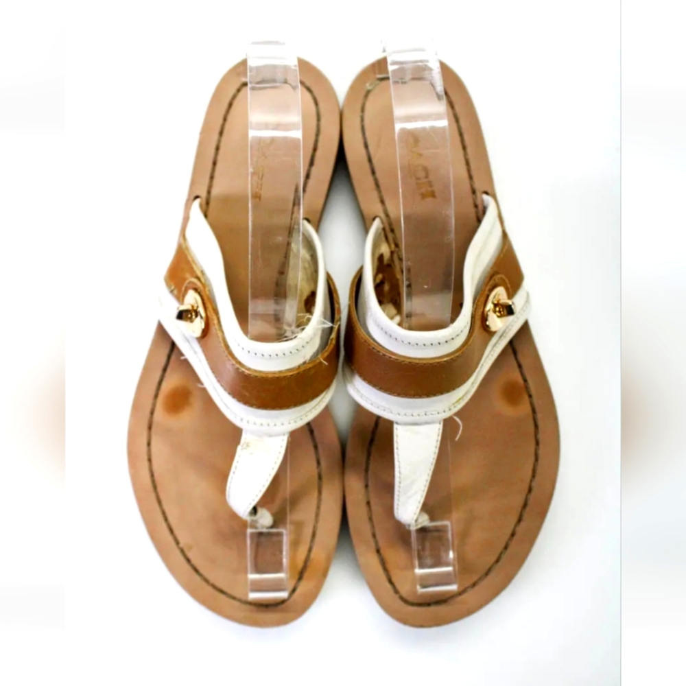 Coach brown T strap leather thong sandals size 7